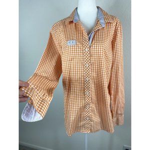 Cutter & Buck Women’s Gingham Button Up Shirt Long Sleeve Size L Orange